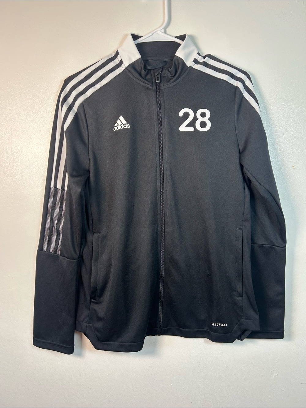 Adidas Mens Track Jacket Football Soccer #28 Size M Black White Aeroready